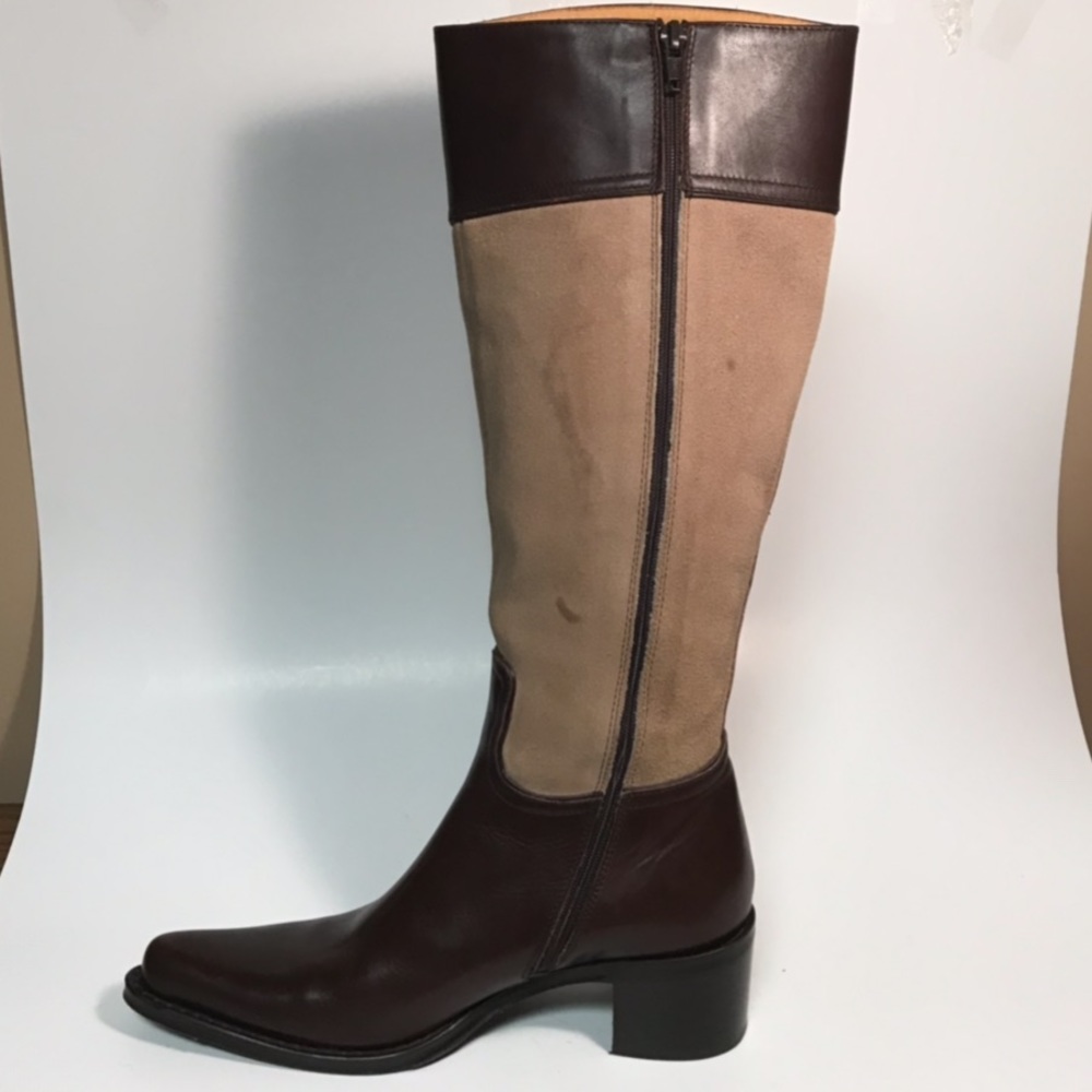 COACH tan suede brown leather Olivia  riding boots